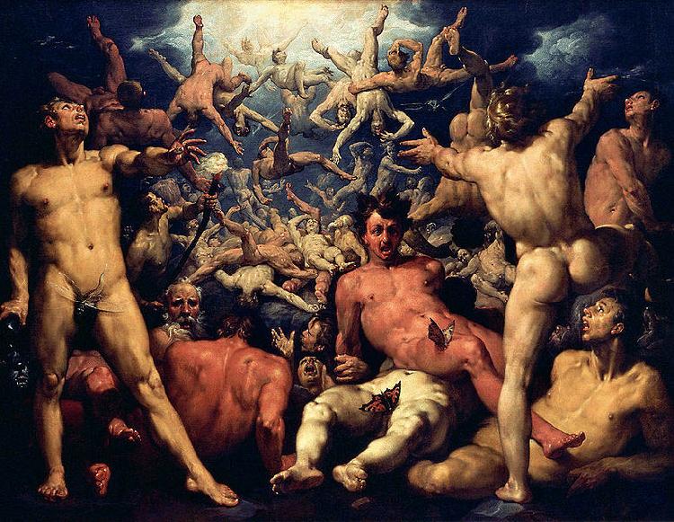CORNELIS VAN HAARLEM The fall of Lucifer. oil painting picture